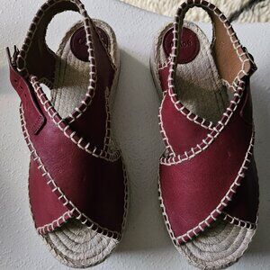 NEW Chloé Lucinda Platform Burgundy Leather Espadrilles 39 IT $695
